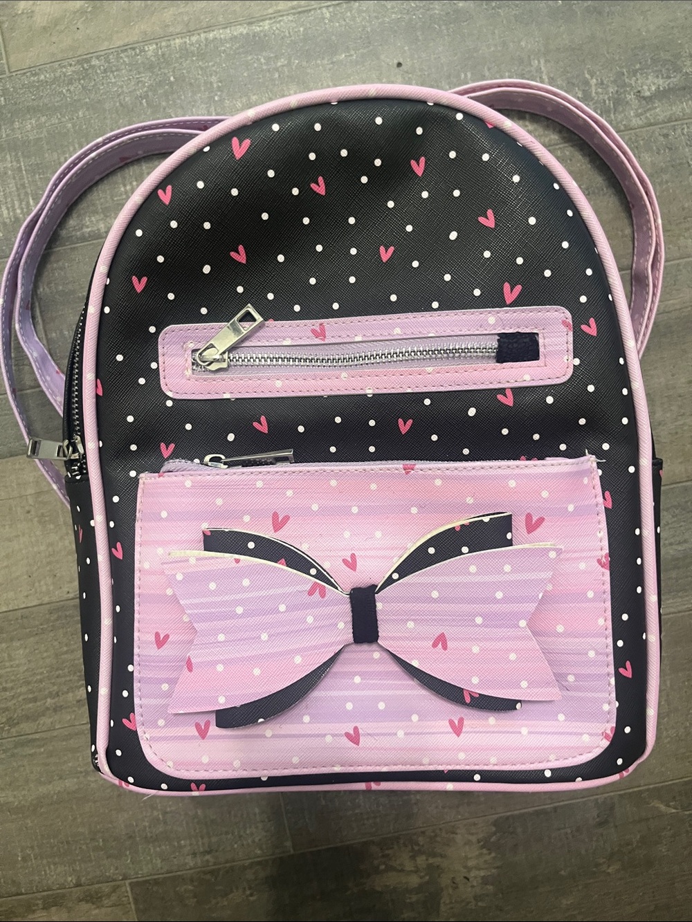 Under One Sky Black & Pink Heart Bow Mini Backpack